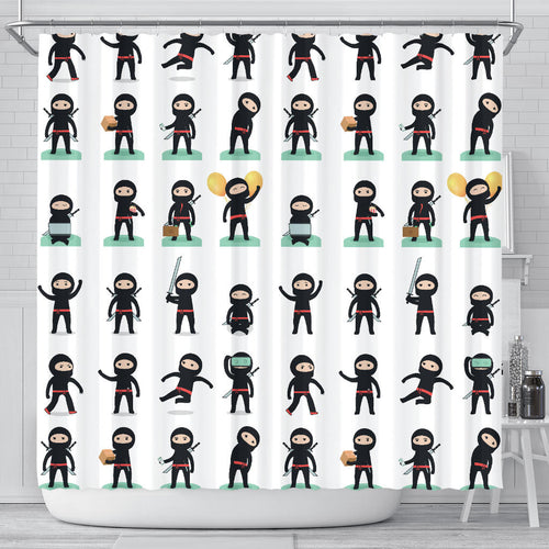 Cute Ninja Katana Sword Pattern Shower Curtain Fulfilled In US