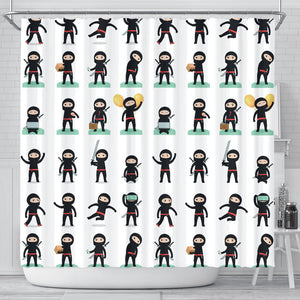 Cute Ninja Katana Sword Pattern Shower Curtain Fulfilled In US