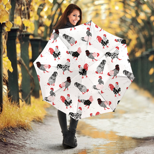 Cool Rooster Chicken Cock Floral Ornament Background Umbrella