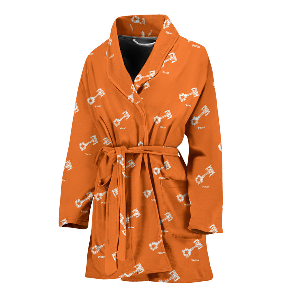 Engine Piston Orange Background Pattern Print Design 05 Women's Bathrobe