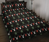 Deer Christmas new year pattern argyle Quilt Bed Set