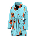 Electric Guitar Pattern Light Blue Background Women'S Bathrobe