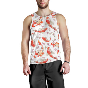 Watercolor Koi Fish Carp Fish pattern Men Tank Top