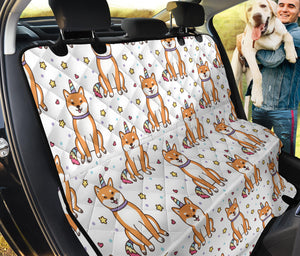 Shiba Inu Unicorn Costume Horn Colorful Tail Pattern Dog Car Seat Covers