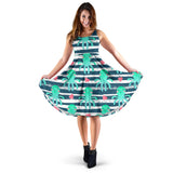 Cute Octopuses Heart Striped Background Sleeveless Midi Dress