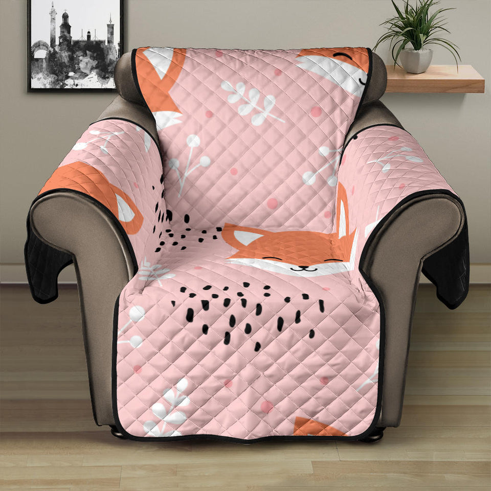 Cute fox pattern pink background Recliner Cover Protector