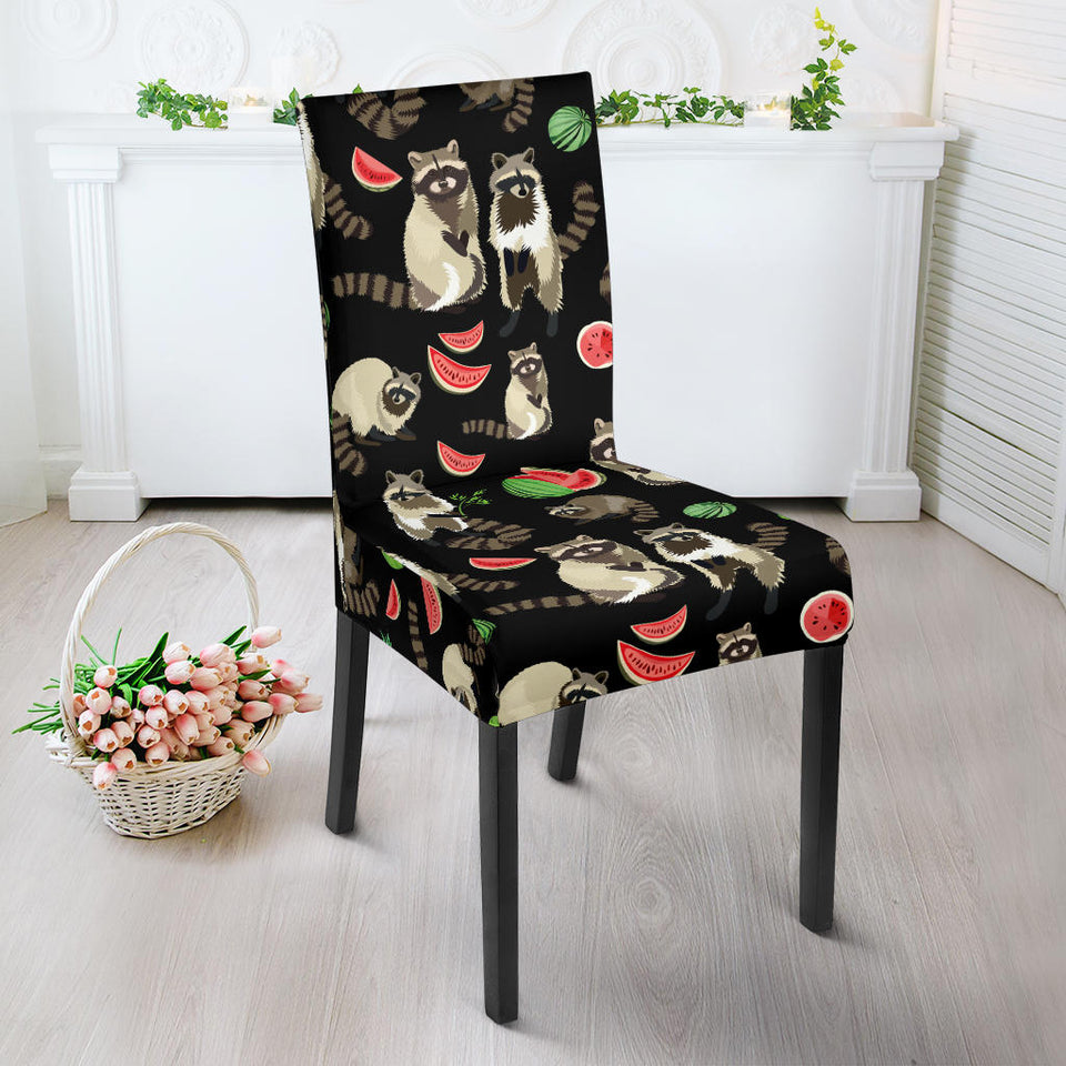 Raccoon Watermelon Pattern Dining Chair Slipcover