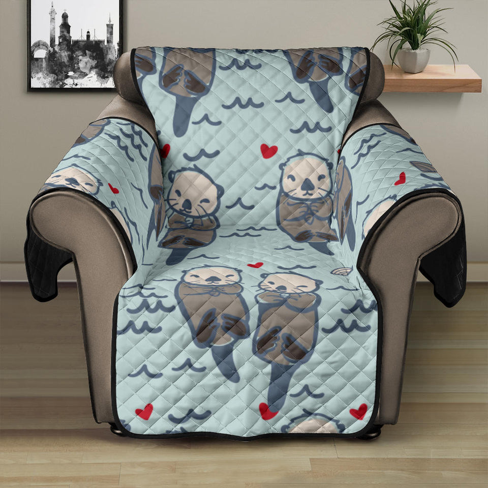 Lovely Sea Otter Pattern Recliner Cover Protector