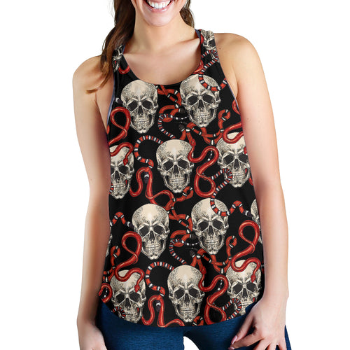 Red snake skull pattern Women Racerback Tank Top