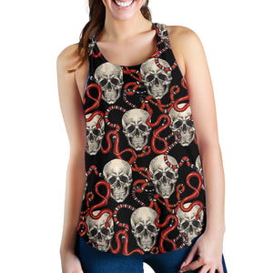 Red snake skull pattern Women Racerback Tank Top