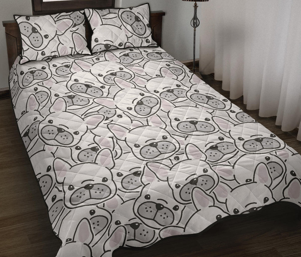Cute french bulldog head pattern Quilt Bed Set