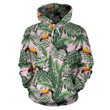 Toucan Tropical Green Jungle Palm Pattern Men Women Pullover Hoodie