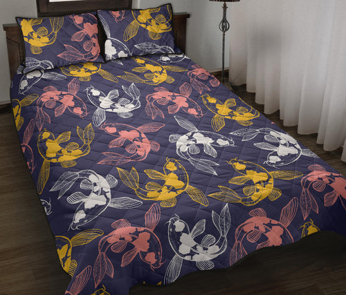 Koi Fish Carp Fish pattern Quilt Bed Set