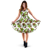 Coconut Pattern Print Design 04 Sleeveless Midi Dress