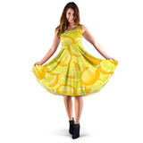 Lemon Pattern Sleeveless Midi Dress