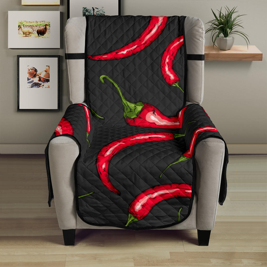 Chili peppers pattern black background Chair Cover Protector