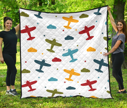 Airplane Star Cloud Colorful Premium Quilt