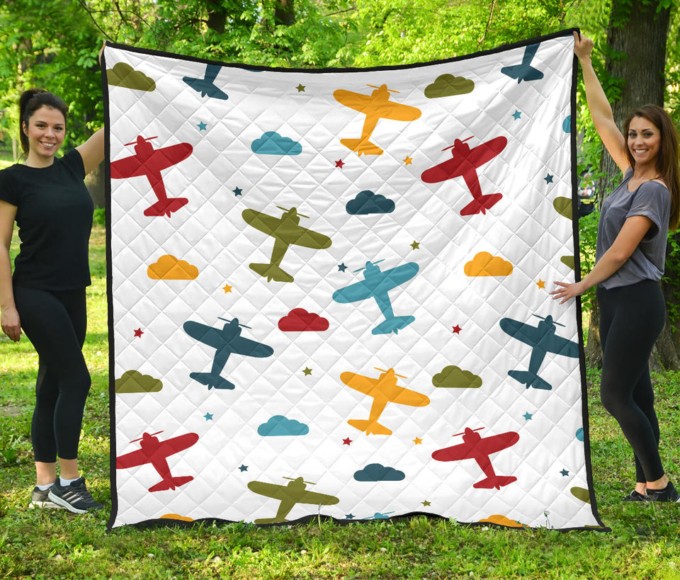 Airplane Star Cloud Colorful Premium Quilt