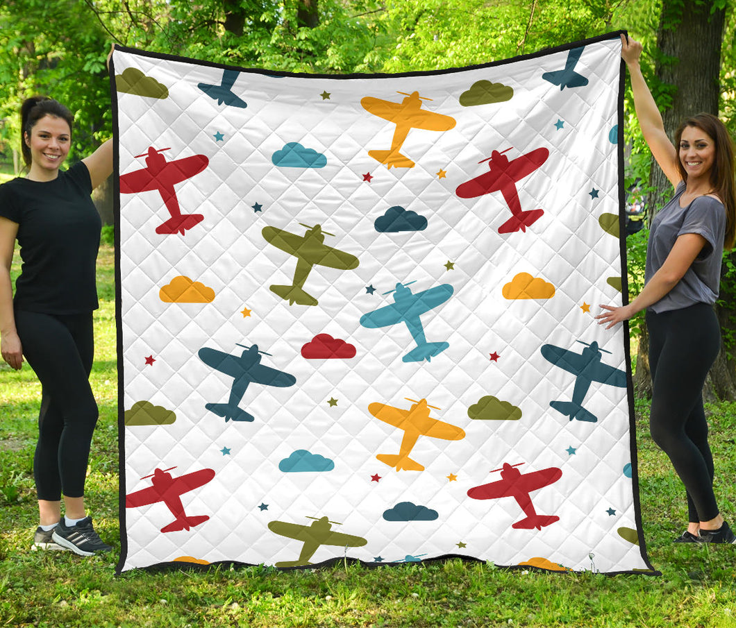Airplane Star Cloud Colorful Premium Quilt