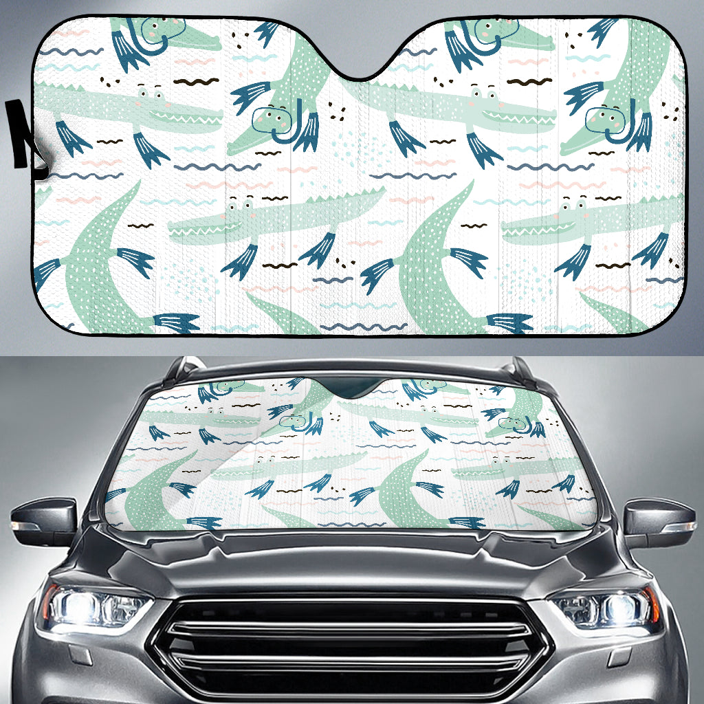 Crocodile Diver Pattern Car Sun Shade