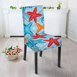 Blue Red Orange Starfish Pattern Dining Chair Slipcover