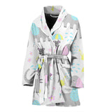 Cute Elephant Mouse Pattern Women'S Bathrobe