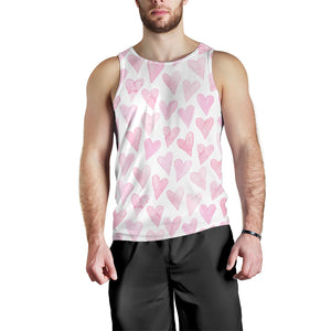 Watercolor pink heart pattern Men Tank Top