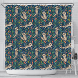 Raccoon Tropical Leaves Pattern Shower Curtain Fulfilled In US