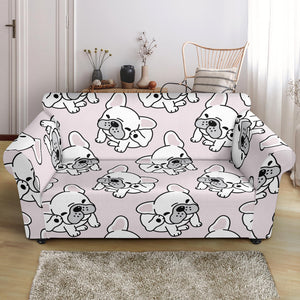 Cute French Bulldog Pattern Loveseat Couch Slipcover