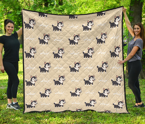 Cute Siberian Husky Premium Quilt