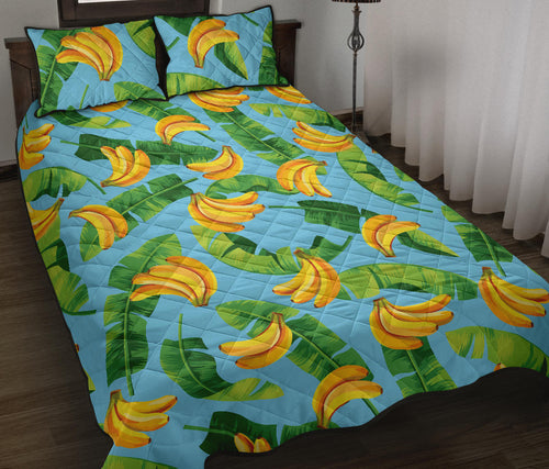 banana leaves banana design pattern Quilt Bed Set