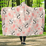 Cute Panda Ballon Heart Pattern Hooded Blanket