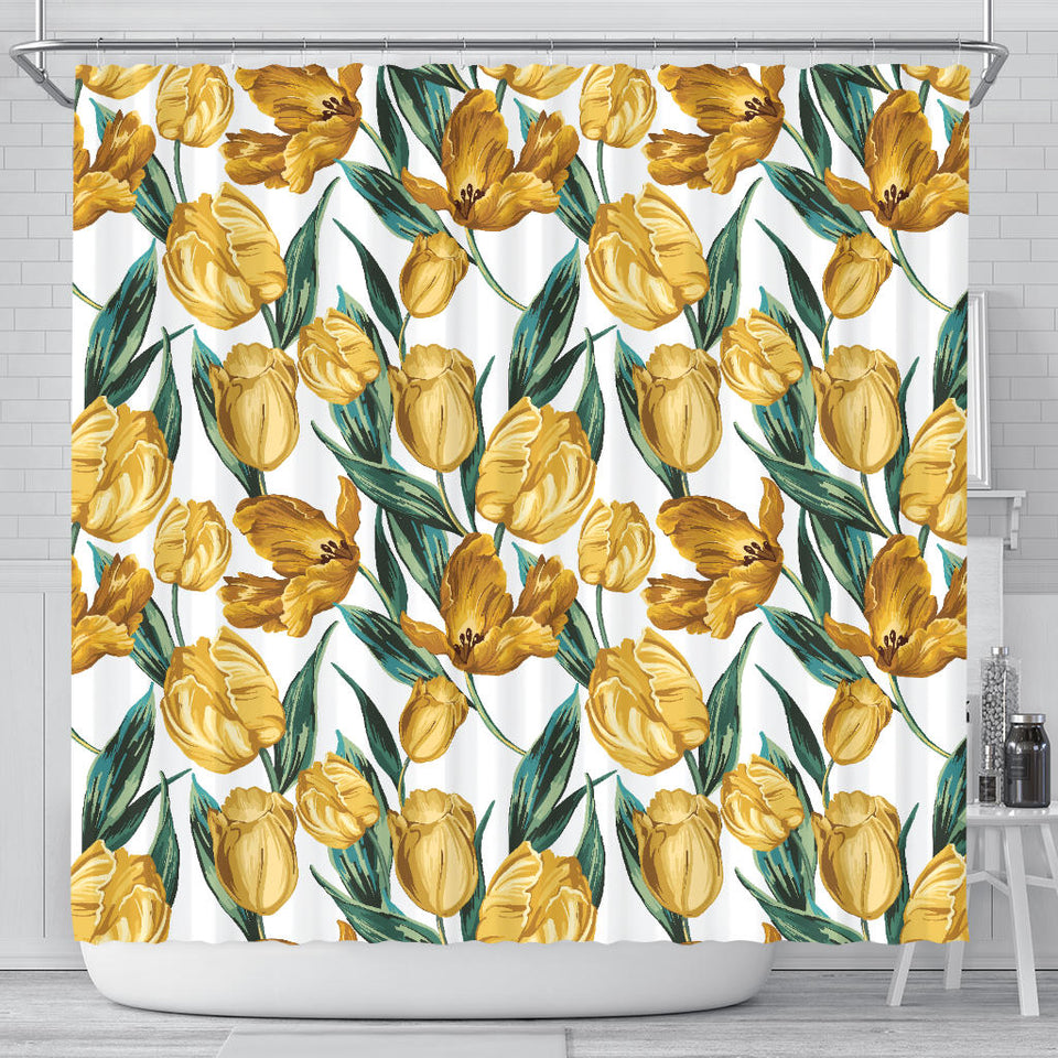 Yellow Tulips Pattern Shower Curtain Fulfilled In US