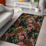 Horse Head Wild Roses Pattern Area Rug