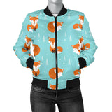 Fox Pattern Blue B Ackground Women'S Bomber Jacket