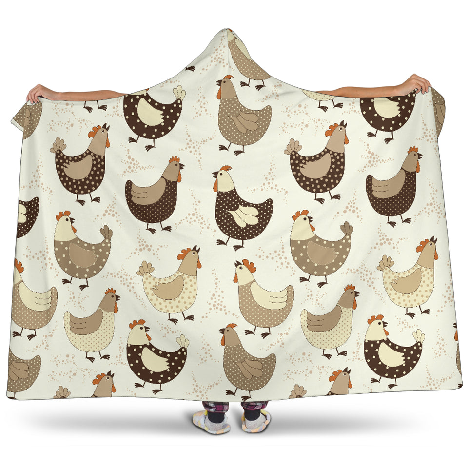 Cute Rooster Chicken Cock Hooded Blanket