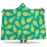 Pineapples Pattern Green Background Hooded Blanket