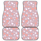Coral White Heart Pattern Front And Back Car Mats