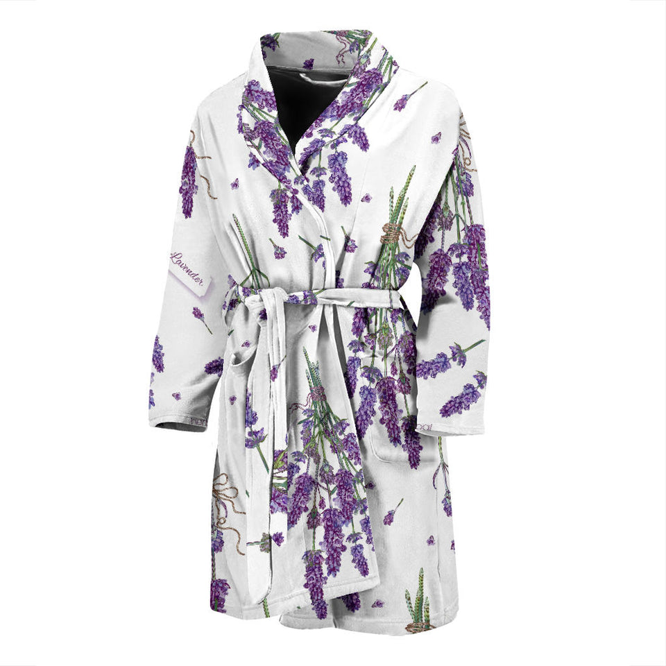 Lavender Flower Design Pattern Men'S Bathrobe