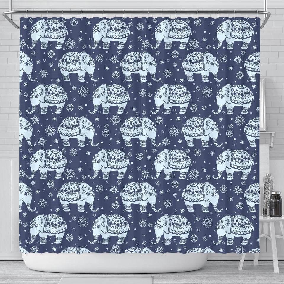 Elephant Tribal Design Pattern Shower Curtain Fulfilled In US