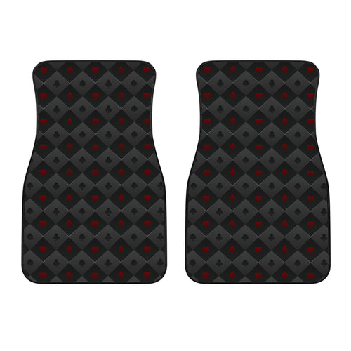 Casino Cards Suits Pattern Print Design 05 Front Car Mats