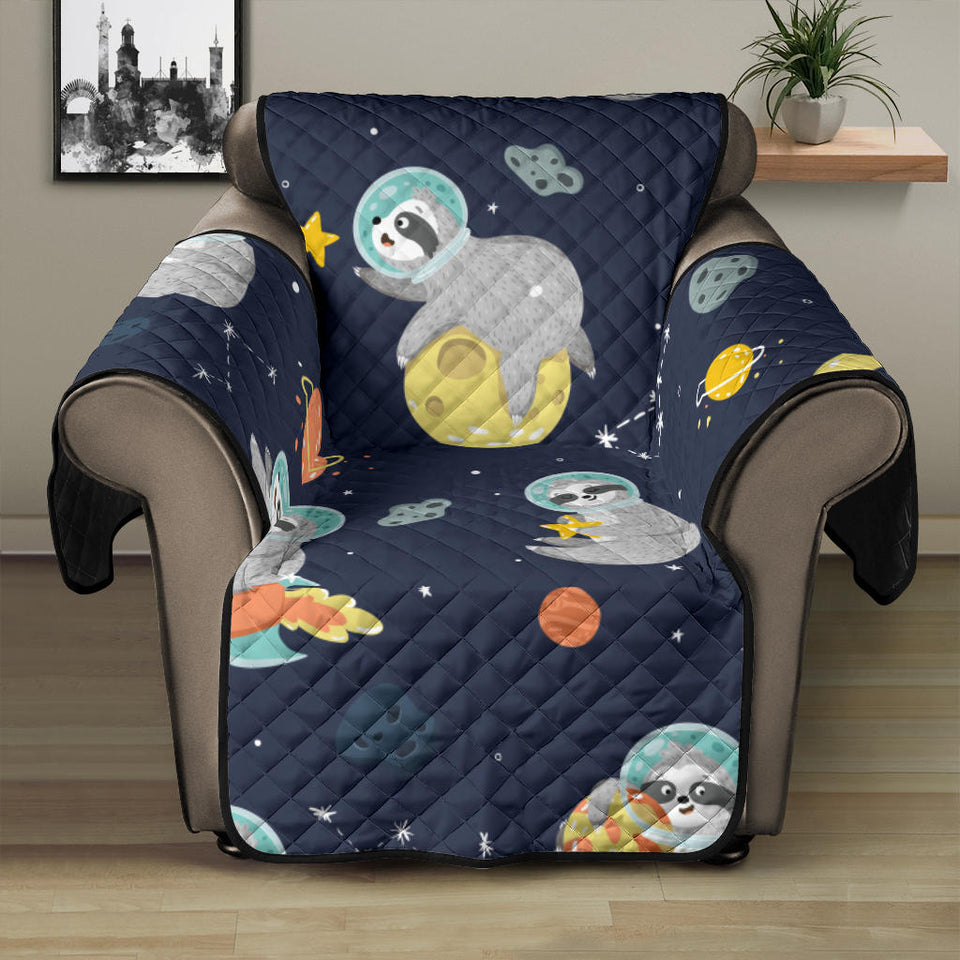Cute sloth astronaut star planet rocket pattern Recliner Cover Protector