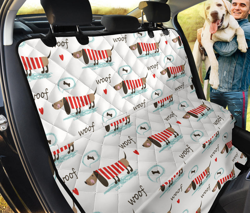 Cute Dachshund Bone Pattern Dog Car Seat Covers