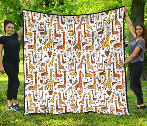 Giraffe Pattern Print Design 04 Premium Quilt
