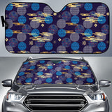 Blue Japanese Pattern Cloud Wave Flower Car Sun Shade