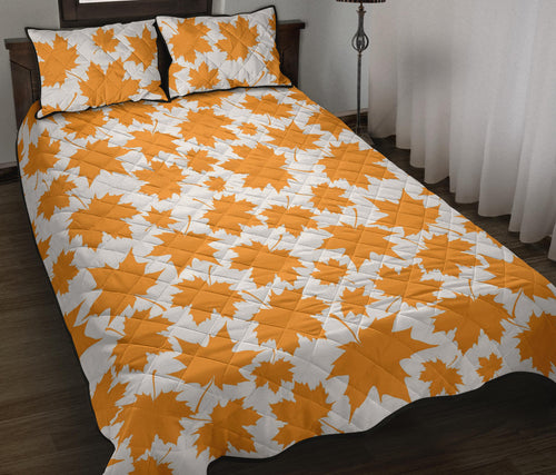 Orange Maple Leaf pattern Quilt Bed Set