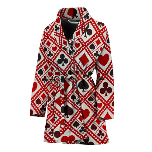 Casino Cards Suits Pattern Print Design 03 Women's Bathrobe