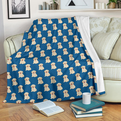 Golden Retriever Pattern Print Design 03 Premium Blanket