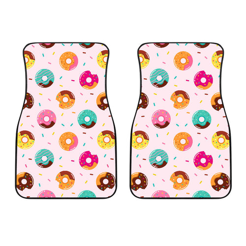 Donut Pattern Glaze Pink Background Front Car Mats