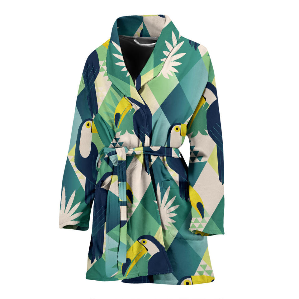 Toucan Tropical Leaves Design Pattern  Women'S Bathrobe